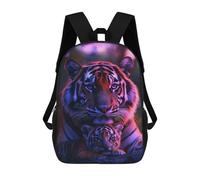 sinyumoney 3D Tiger Cub And Mother Printing Daypacks Kids Casual Backpack Knapsack High Capacity Rucksack Travel Laptop Book Bag 17inch