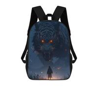 sinyumoney 3D Tiger Vs. Man Epic Battle 17 Inch School Backpack Student Casual Backpack For Kid's Children's Daypack Bookbag Hiking Sports Outdoor Work Travel Laptop Bag