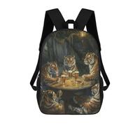 sinyumoney 3D Tigers Beer In Tavern Kid's Backpack Waterproof 17inch School Bag Cute Rucksacks Fashion Casual Schoolbag for Kids for Girl Boy School