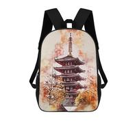 sinyumoney 3D Tokyo in Watercolor Printing Daypacks Kids Casual Backpack Knapsack High Capacity Rucksack Travel Laptop Book Bag 17inch