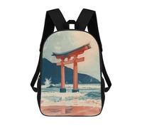 sinyumoney 3D Torii Gate Sea Japan Printing Daypacks Kids Casual Backpack Knapsack High Capacity Rucksack Travel Laptop Book Bag 17inch