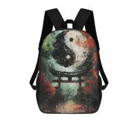 sinyumoney 3D Torii Gate Yin And Yang School Backpack for Kids Adult,Animal Schoolbags Large Bookbags Casual Daypack with Side Mesh Pocket 17inch