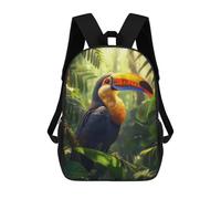 sinyumoney 3D Toucan in Rainforest Printing Daypacks Kids Casual Backpack Knapsack High Capacity Rucksack Travel Laptop Book Bag 17inch