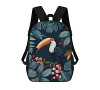 sinyumoney 3D Toucan in Tropical Jungle Kid's Backpack Waterproof School Bag Bookbag Cute Rucksacks Fashion Casual Schoolbag for Kids for Girl Boy School 17inch