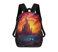 sinyumoney 3D Tower of The Elven Mage Kid's Backpack Waterproof 17inch School Bag Cute Rucksacks Fashion Casual Schoolbag for Kids for Girl Boy School