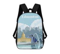 sinyumoney 3D Travel to Edmonton Kid's Backpack Waterproof School Bag Bookbag Cute Rucksacks Fashion Casual Schoolbag for Kids for Girl Boy School 17inch