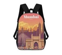 sinyumoney 3D Travel to Mumbai Print Children Backpack for School Students Backpacks Schoolbag Shoulder Book Bags 17inch