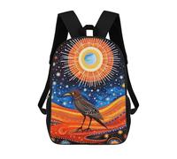 sinyumoney 3D Tribal Animal 6 Black Bird Printing Daypacks Kids Casual Backpack Knapsack High Capacity Rucksack Travel Laptop Book Bag 17inch