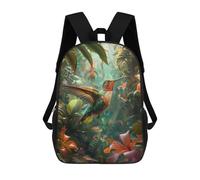 sinyumoney 3D Tropical Hummingbird Printing Daypacks Kids Casual Backpack Knapsack High Capacity Rucksack Travel Laptop Book Bag 17inch