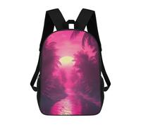 sinyumoney 3D Tropical Synthwave Dreams Printing Daypacks Kids Casual Backpack Knapsack High Capacity Rucksack Travel Laptop Book Bag 17inch