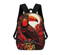 sinyumoney 3D Tropical Toucan Artwork Kid's Backpack Waterproof School Bag Bookbag Cute Rucksacks Fashion Casual Schoolbag for Kids for Girl Boy School 17inch