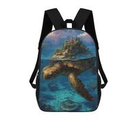 sinyumoney 3D Turtle Island Fantasy Kid's Backpack Waterproof School Bag Bookbag Cute Rucksacks Fashion Casual Schoolbag for Kids for Girl Boy School 17inch