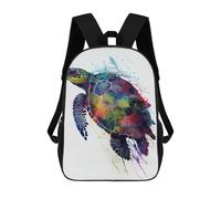 sinyumoney 3D Turtle Watercolors Printing Daypacks Kids Casual Backpack Knapsack High Capacity Rucksack Travel Laptop Book Bag 17inch