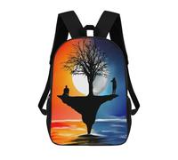 sinyumoney 3D Two Figures on A Tree Silhouette Print Children Backpack for School Students Backpacks Schoolbag Shoulder Book Bags 17inch