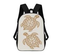 sinyumoney 3D Two Floral Turtle Silhouettes 17 Inch School Backpack Student Casual Backpack For Kid's Children's Daypack Bookbag Hiking Sports Outdoor Work Travel Laptop Bag