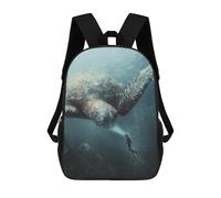 sinyumoney 3D Underwater Encounter with Giant Turtle Kid's Backpack Waterproof School Bag Bookbag Cute Rucksacks Fashion Casual Schoolbag for Kids for Girl Boy School 17inch
