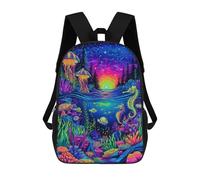 sinyumoney 3D Underwater Neon Paradise Kid's Backpack Waterproof 17inch School Bag Cute Rucksacks Fashion Casual Schoolbag for Kids for Girl Boy School