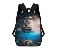 sinyumoney 3D Underwater Ship Adventure Print Children Backpack for School Students Backpacks Schoolbag Shoulder Book Bags 17inch