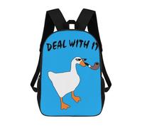 sinyumoney 3D Untitled Goose Deal Ducks Kid's Backpack Waterproof 17inch School Bag Cute Rucksacks Fashion Casual Schoolbag for Kids for Girl Boy School