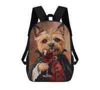 sinyumoney 3D Vampire Dog with Wine Glass -1 Kid's Backpack Waterproof School Bag Bookbag Cute Rucksacks Fashion Casual Schoolbag for Kids for Girl Boy School 17inch