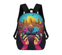 sinyumoney 3D Vibrant Gaming Adventure Print Children Backpack for School Students Backpacks Schoolbag Shoulder Book Bags 17inch