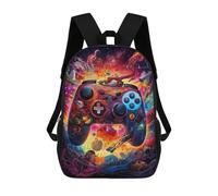 sinyumoney 3D Vibrant Gaming Controller Artwork -107 School Backpack for Kids Adult,Animal Schoolbags Large Bookbags Casual Daypack with Side Mesh Pocket 17inch