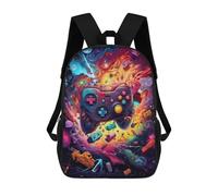 sinyumoney 3D Vibrant Gaming Controller Artwork -73 School Backpack for Kids Adult,Animal Schoolbags Large Bookbags Casual Daypack with Side Mesh Pocket 17inch