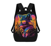 sinyumoney 3D Vibrant Neon Wolf Art Print Print Children Backpack for School Students Backpacks Schoolbag Shoulder Book Bags 17inch