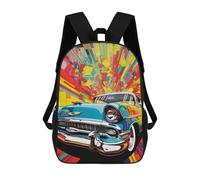 sinyumoney 3D Vibrant Retro Car Artwork -2 Kid's Backpack Waterproof 17inch School Bag Cute Rucksacks Fashion Casual Schoolbag for Kids for Girl Boy School