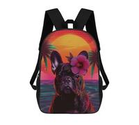 sinyumoney 3D Vibrant Tropical Bulldog Print Children Backpack for School Students Backpacks Schoolbag Shoulder Book Bags 17inch