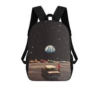 sinyumoney 3D Vintage Cars Under A Celestial Sky Print Children Backpack for School Students Backpacks Schoolbag Shoulder Book Bags 17inch