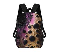 sinyumoney 3D Violet And Gold 17 Inch School Backpack Student Casual Backpack For Kid's Children's Daypack Bookbag Hiking Sports Outdoor Work Travel Laptop Bag