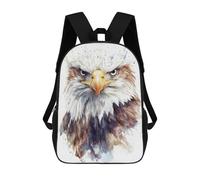 sinyumoney 3D Watercolor Bald Eagle Portrait School Backpack Student Casual Backpack For Kid's Children's Daypack Bookbag Hiking Sports Outdoor Work Travel Laptop Bag 17inch