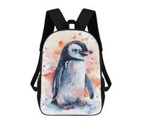 sinyumoney 3D Watercolor Penguin School Backpack Student Casual Backpack For Kid's Children's Daypack Bookbag Hiking Sports Outdoor Work Travel Laptop Bag 17inch