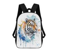 sinyumoney 3D Watercolor Tiger Printing Daypacks Kids Casual Backpack Knapsack High Capacity Rucksack Travel Laptop Book Bag 17inch