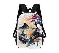 sinyumoney 3D Watercolors Japanese 7 Printing Daypacks Kids Casual Backpack Knapsack High Capacity Rucksack Travel Laptop Book Bag 17inch