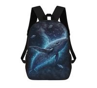 sinyumoney 3D Whale in Cosmic Ocean Print Children Backpack for School Students Backpacks Schoolbag Shoulder Book Bags 17inch