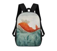 sinyumoney 3D Whale with Paper Boat School Backpack Student Casual Backpack For Kid's Children's Daypack Bookbag Hiking Sports Outdoor Work Travel Laptop Bag 17inch