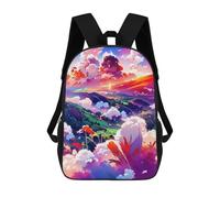 sinyumoney 3D Whimsical Sky Garden Print Children Backpack for School Students Backpacks Schoolbag Shoulder Book Bags 17inch
