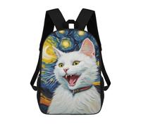 sinyumoney 3D White Cat Kid's Backpack Waterproof 17inch School Bag Cute Rucksacks Fashion Casual Schoolbag for Kids for Girl Boy School