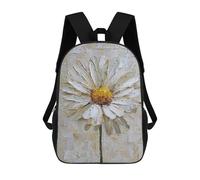 sinyumoney 3D White Daisy Oil Painting Printing Daypacks Kids Casual Backpack Knapsack High Capacity Rucksack Travel Laptop Book Bag 17inch