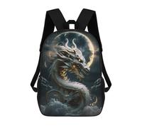 sinyumoney 3D White Dragon Moonlit Sky Kid's Backpack Waterproof School Bag Bookbag Cute Rucksacks Fashion Casual Schoolbag for Kids for Girl Boy School 17inch