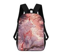 sinyumoney 3D White Kitsune of Sakura School Backpack Student Casual Backpack For Kid's Children's Daypack Bookbag Hiking Sports Outdoor Work Travel Laptop Bag 17inch