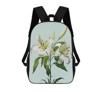 sinyumoney 3D White Lily Flower Plant 17 Inch School Backpack Student Casual Backpack For Kid's Children's Daypack Bookbag Hiking Sports Outdoor Work Travel Laptop Bag