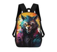 sinyumoney 3D Wild Wolf Spirit Art Kid's Backpack Waterproof School Bag Bookbag Cute Rucksacks Fashion Casual Schoolbag for Kids for Girl Boy School 17inch