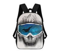 sinyumoney 3D Winter Adventure Goggles Art Print Children Backpack for School Students Backpacks Schoolbag Shoulder Book Bags 17inch