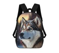 sinyumoney 3D Winter Wolf Portrait-1 Kid's Backpack Waterproof School Bag Bookbag Cute Rucksacks Fashion Casual Schoolbag for Kids for Girl Boy School 17inch