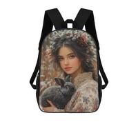 sinyumoney 3D Winter Wonderland Bunny-7 Print Children Backpack for School Students Backpacks Schoolbag Shoulder Book Bags 17inch