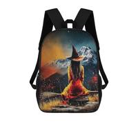 sinyumoney 3D Witch in Yellow Dress Kid's Backpack Waterproof 17inch School Bag Cute Rucksacks Fashion Casual Schoolbag for Kids for Girl Boy School