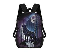 sinyumoney 3D Wolf And Moon Printing Daypacks Kids Casual Backpack Knapsack High Capacity Rucksack Travel Laptop Book Bag 17inch